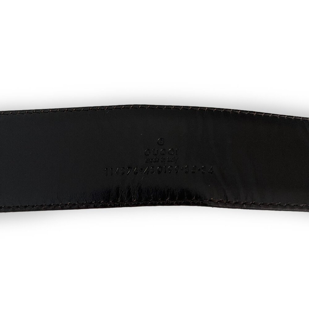 Gucci Bronze Monogram Canvas Leather Interlocking G Buckle Belt Size 85 - Picture 4 of 4